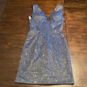 Ed Young Sparkly Formal Party Dress Homecoming Size XS silver and blue